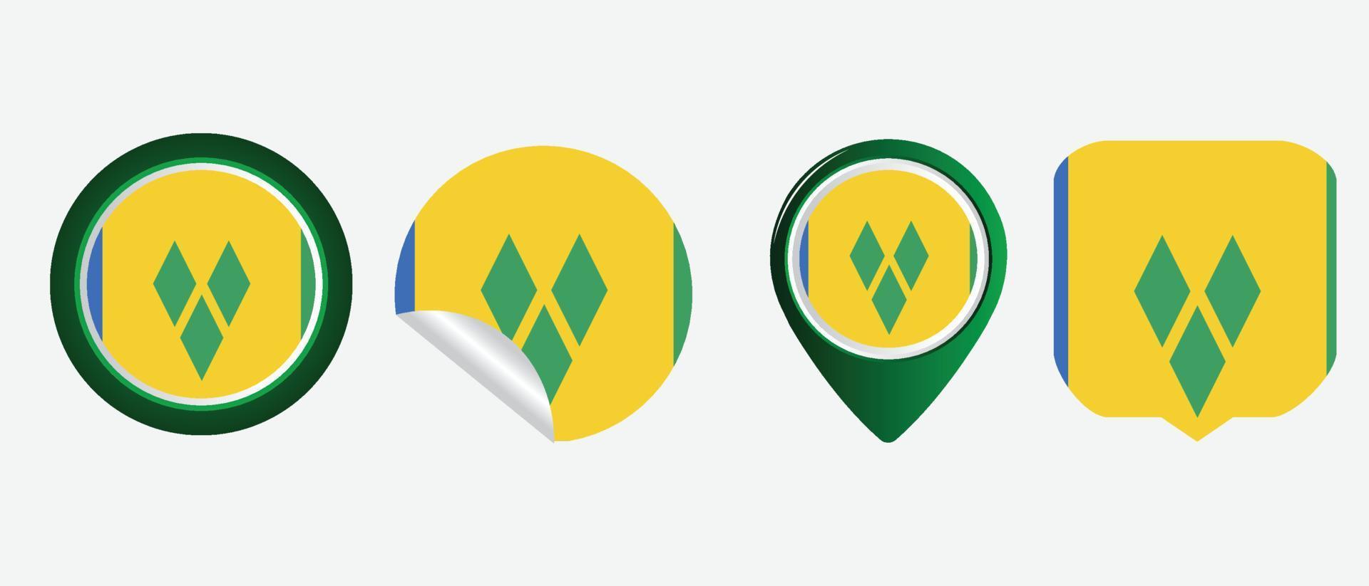 Saint Vincent and the Grenadines flag icon . web icon set . icons collection flat. Simple vector illustration.