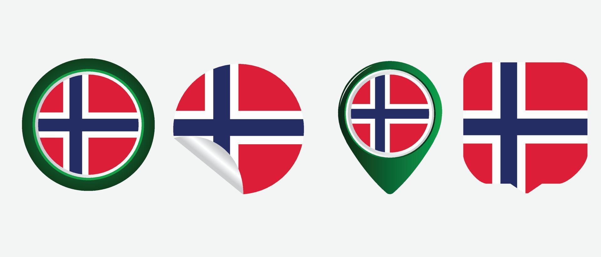 icono de la bandera de noruega. conjunto de iconos web. colección de iconos plana. ilustración vectorial sencilla. vector