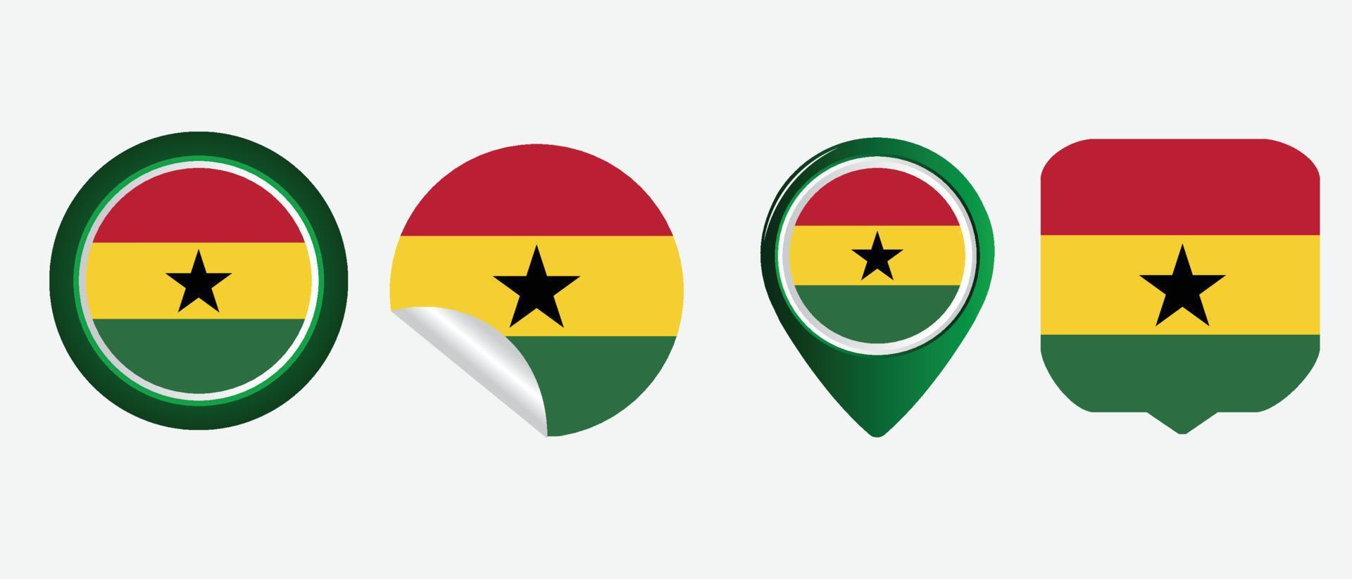 bandera de ghana ilustración de vector de símbolo de icono plano