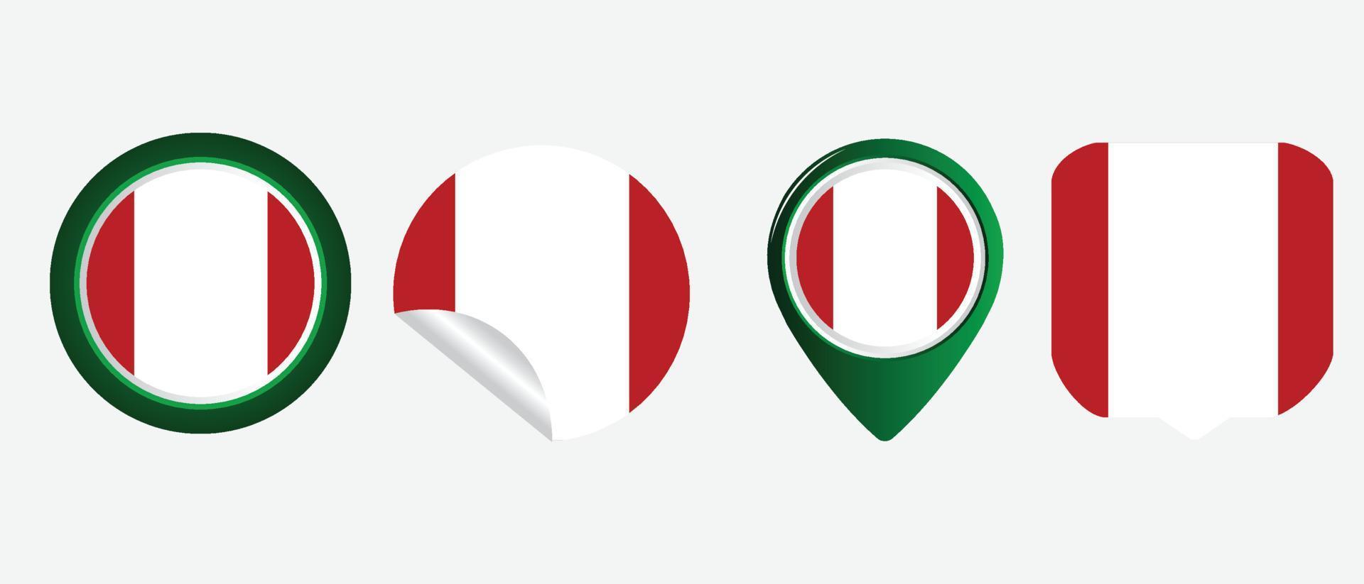icono de la bandera de Perú. conjunto de iconos web. colección de iconos plana. ilustración vectorial sencilla. vector