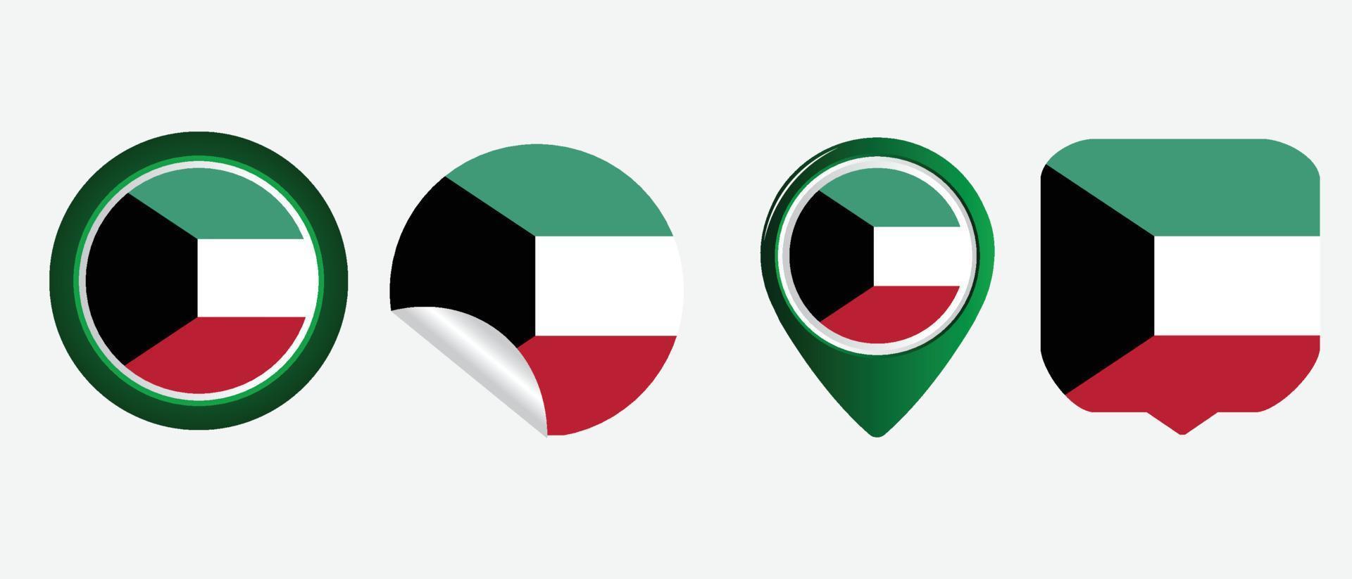 icono de la bandera de kuwait. conjunto de iconos web. colección de iconos plana. ilustración vectorial sencilla. vector