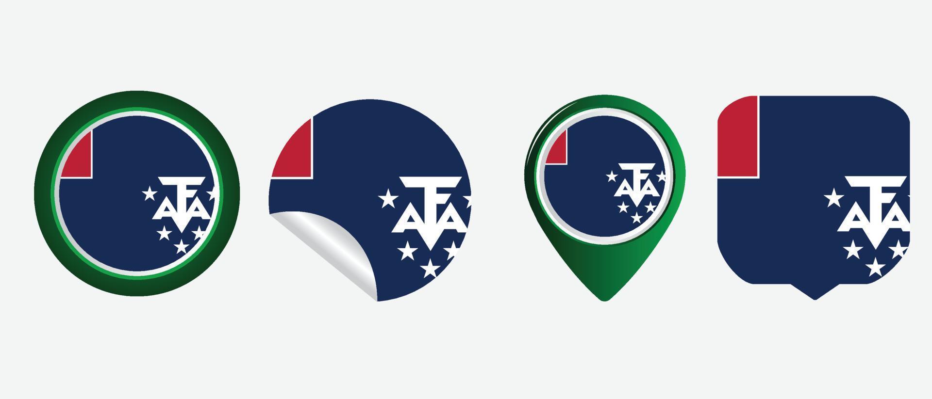 french southern and antarctic lands flag icon . web icon set . icons collection flat. Simple vector illustration.