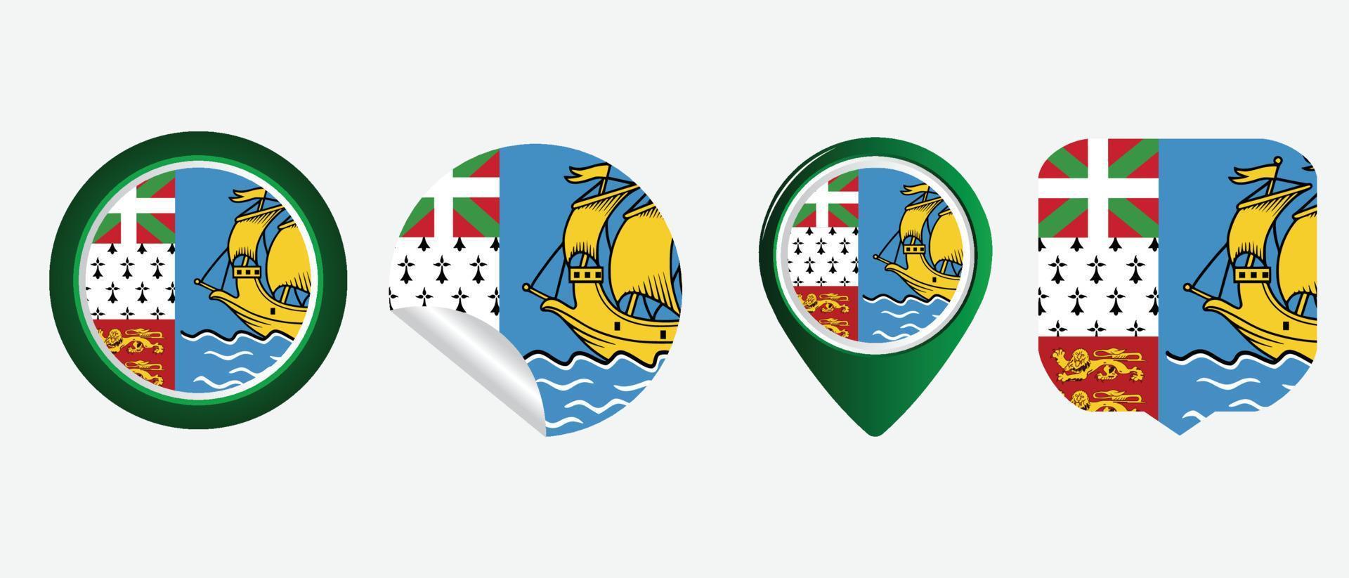 saint pierre and miquelon flag. flat icon symbol vector illustration