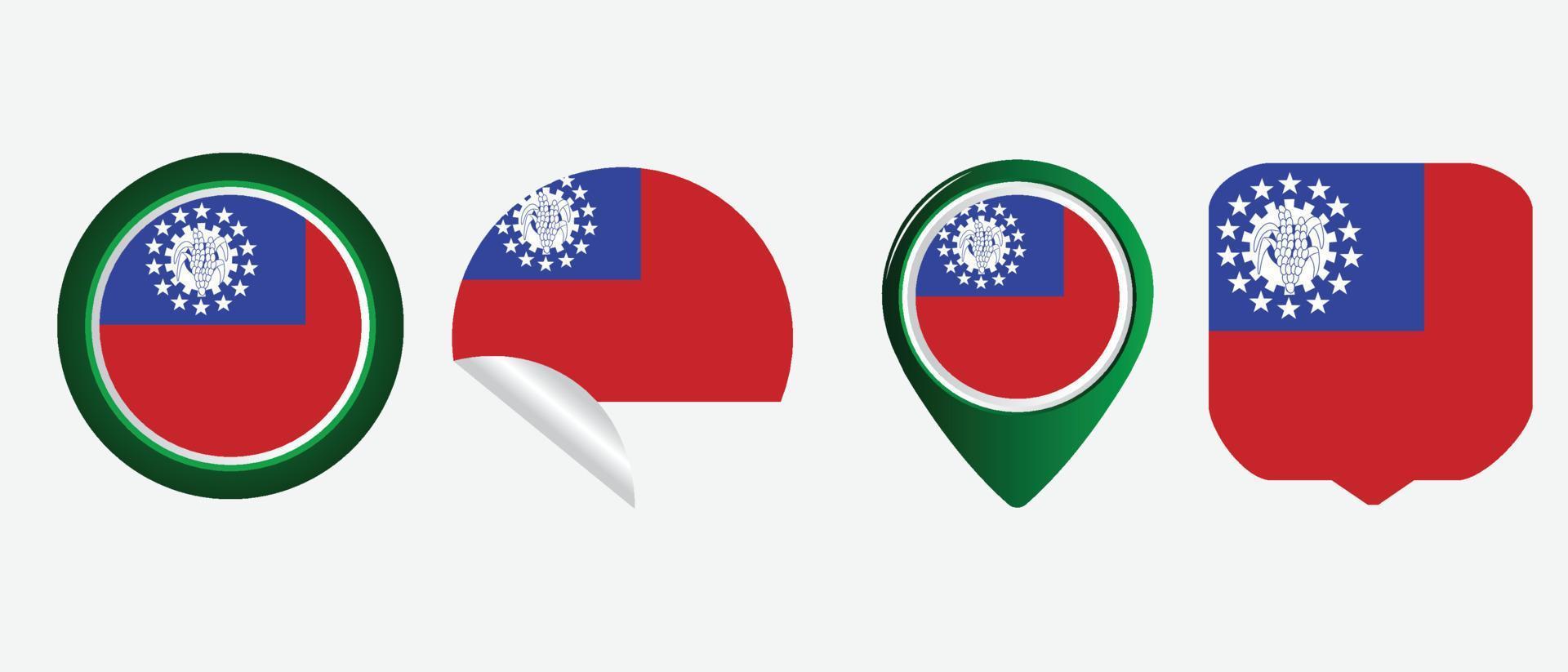 myanmar burma flag. flat icon symbol vector illustration