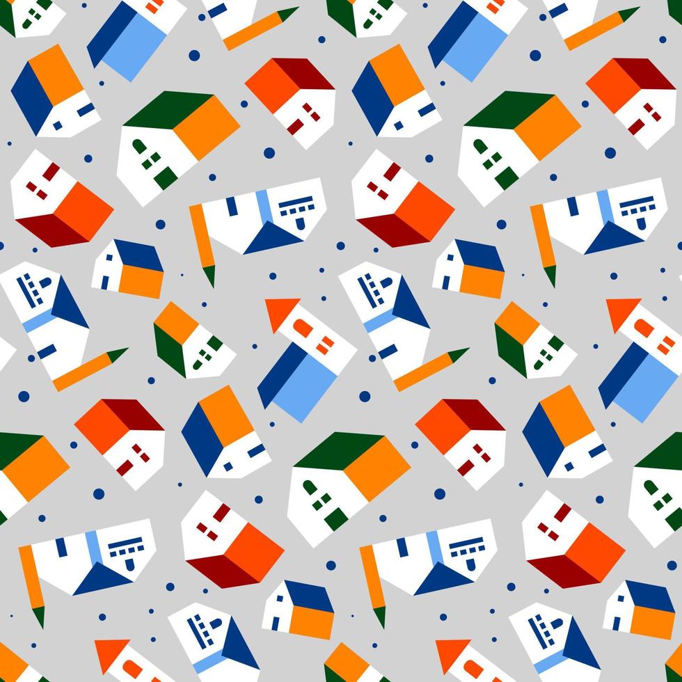 Flat House Vector Seamless Pattern