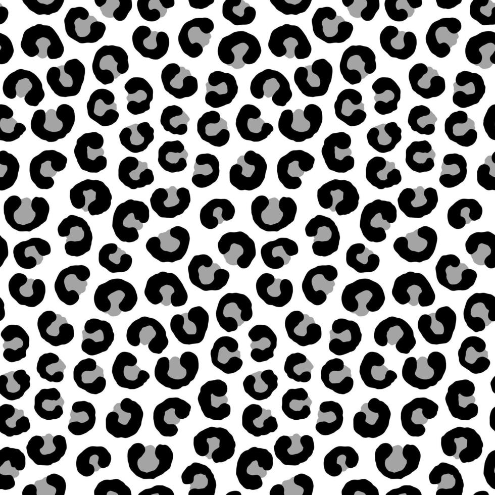 Monochrome Leopard Animal Motif Vector Seamless Pattern