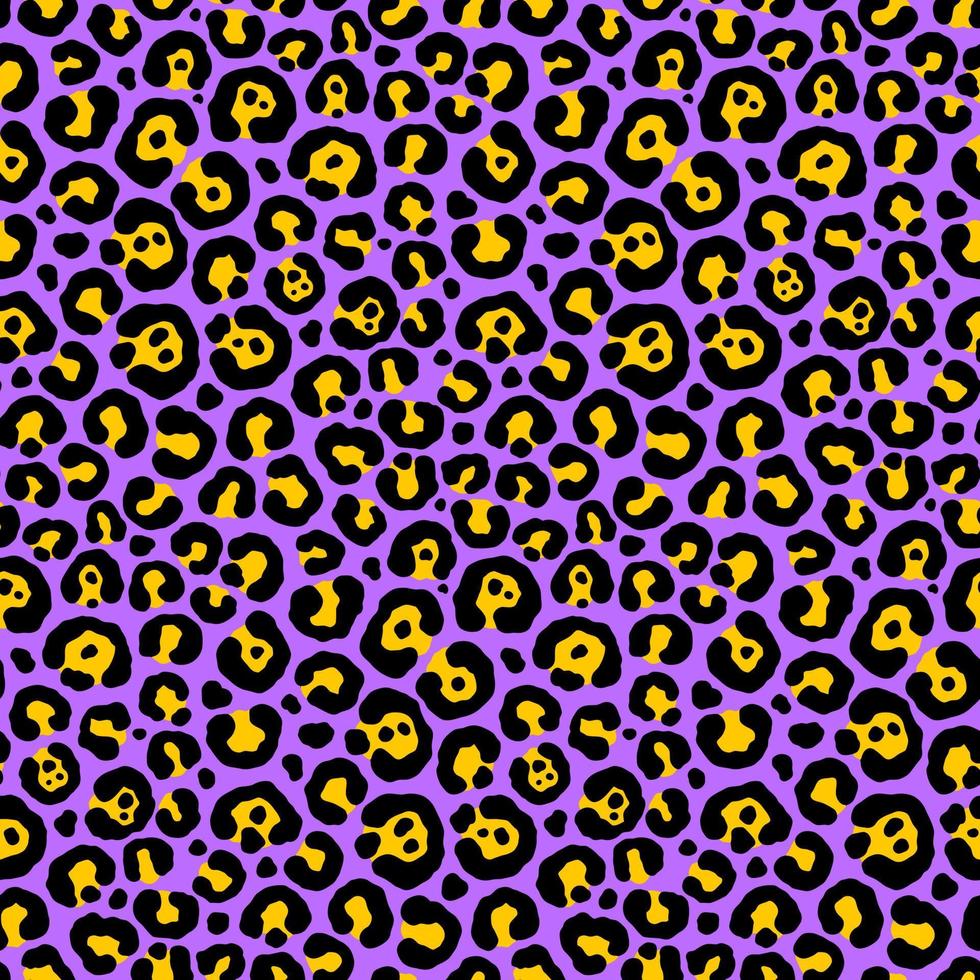 Yellow Purple Leopard Animal Motif Vector Seamless Pattern