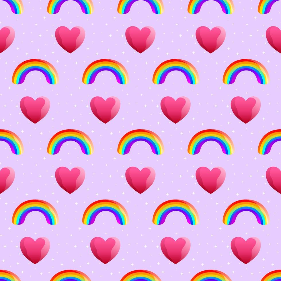 Love Rainbow Vector Seamless Pattern