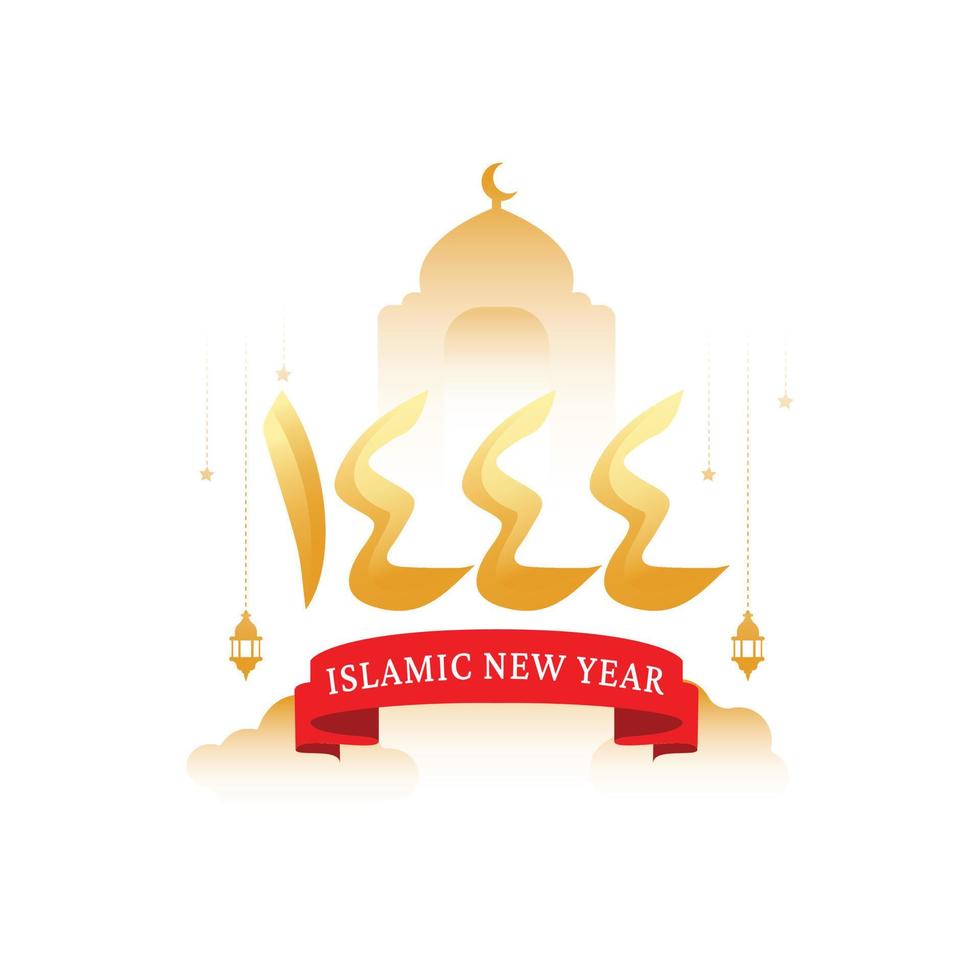 illustrations of islamic new year. Happy muharram 1444 design vector