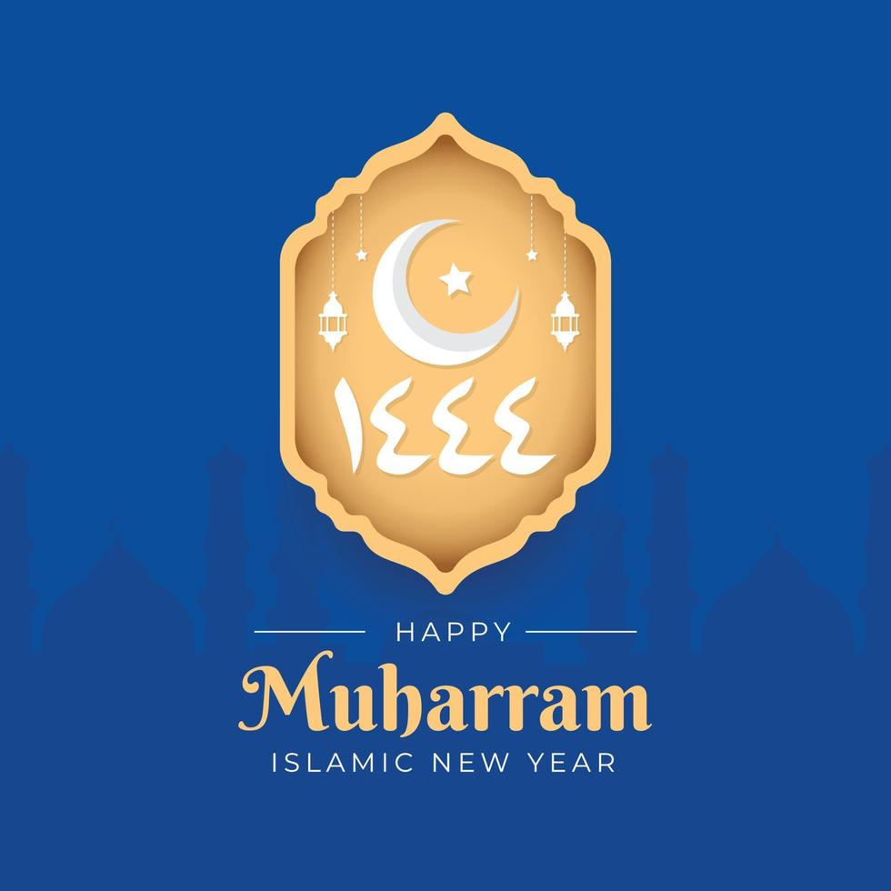 illustrations of islamic new year. Happy muharram 1444 design vector