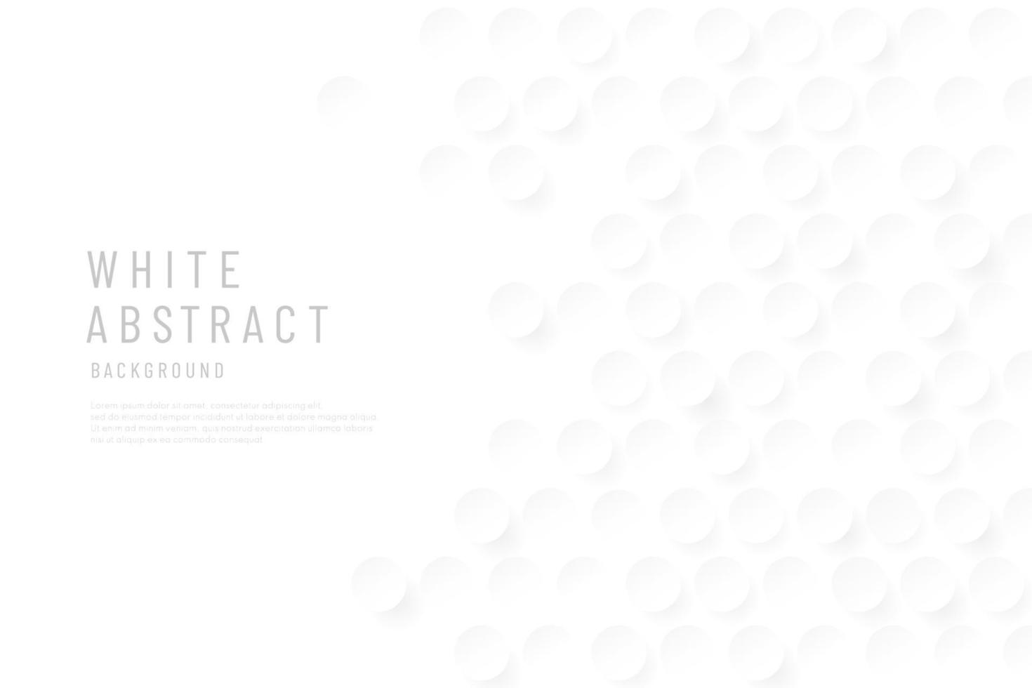 Set of abstract 3d circles white pattern clean background with copy space. Modern luxury gradient geometric circular shape. Dotted pattern texture. Vector illustration.