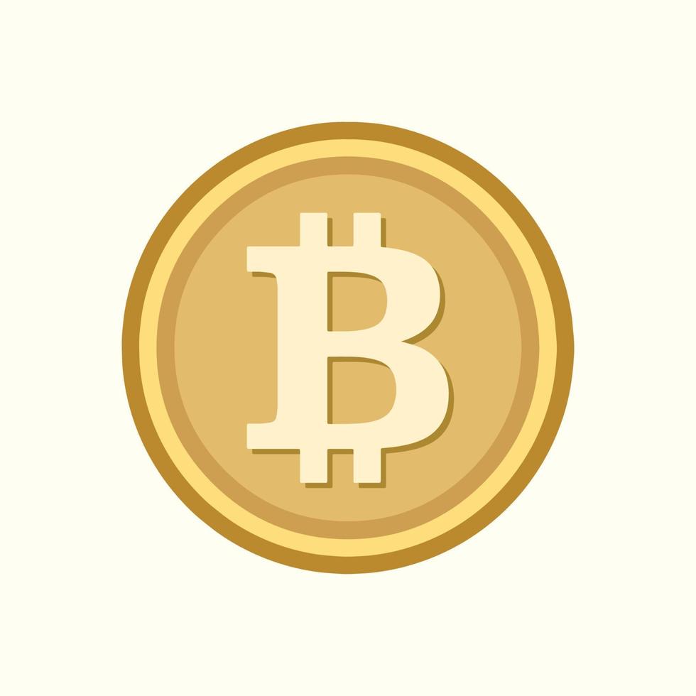Gold Bitcoin emblem icon sign payment symbol Cryptocurrency flat vector