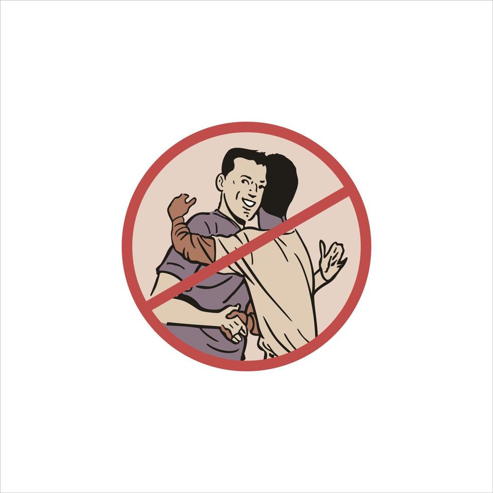 No Cuddling for covid 19 coronavirus.Flat style Icon Symbol Vector art illustration isolated on white background.