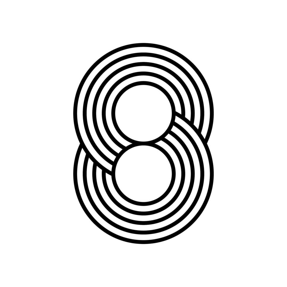 logotipo moderno lineal del número 8. número en forma de franja de línea. carácter numérico del alfabeto y diseño abstracto lineal numérico. logo, identidad corporativa, app, poster creativo y más. vector