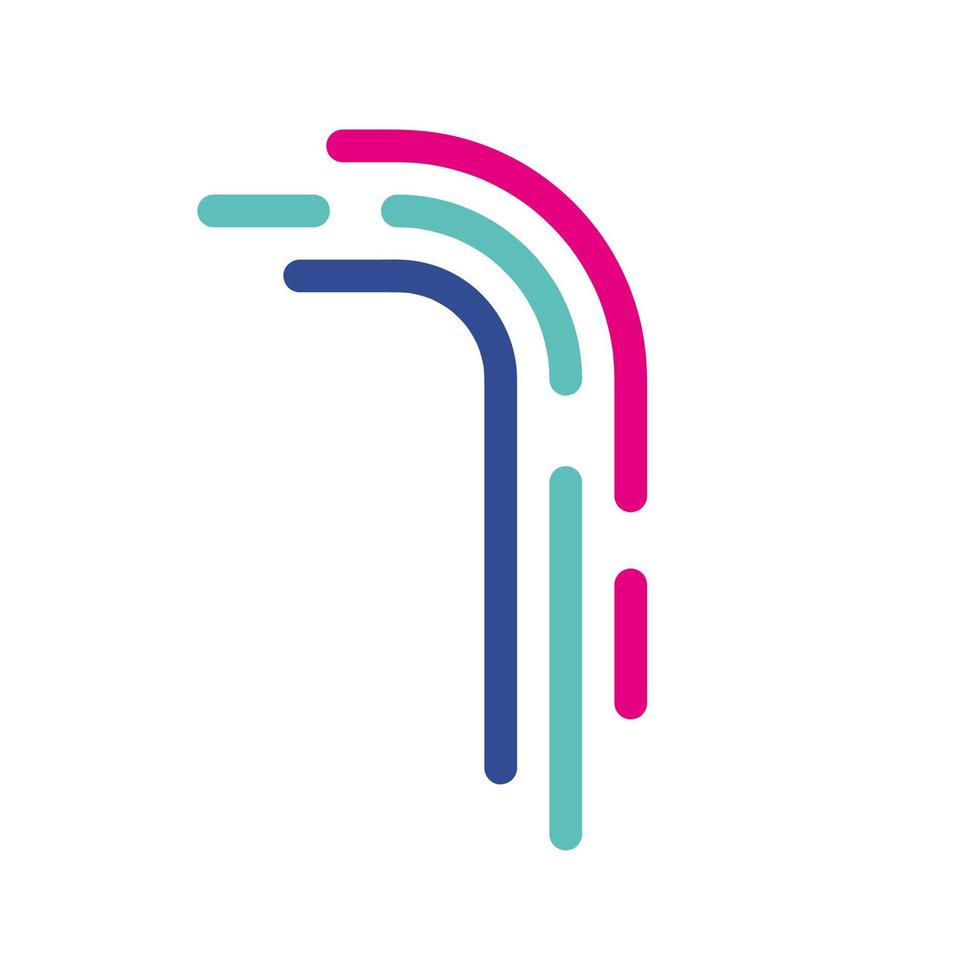 Abstract number 1 Line Colorful logo-icon. Modern numeral lines with new pop art colors. Font one number template. Set logo thin line clean style. white background. vector
