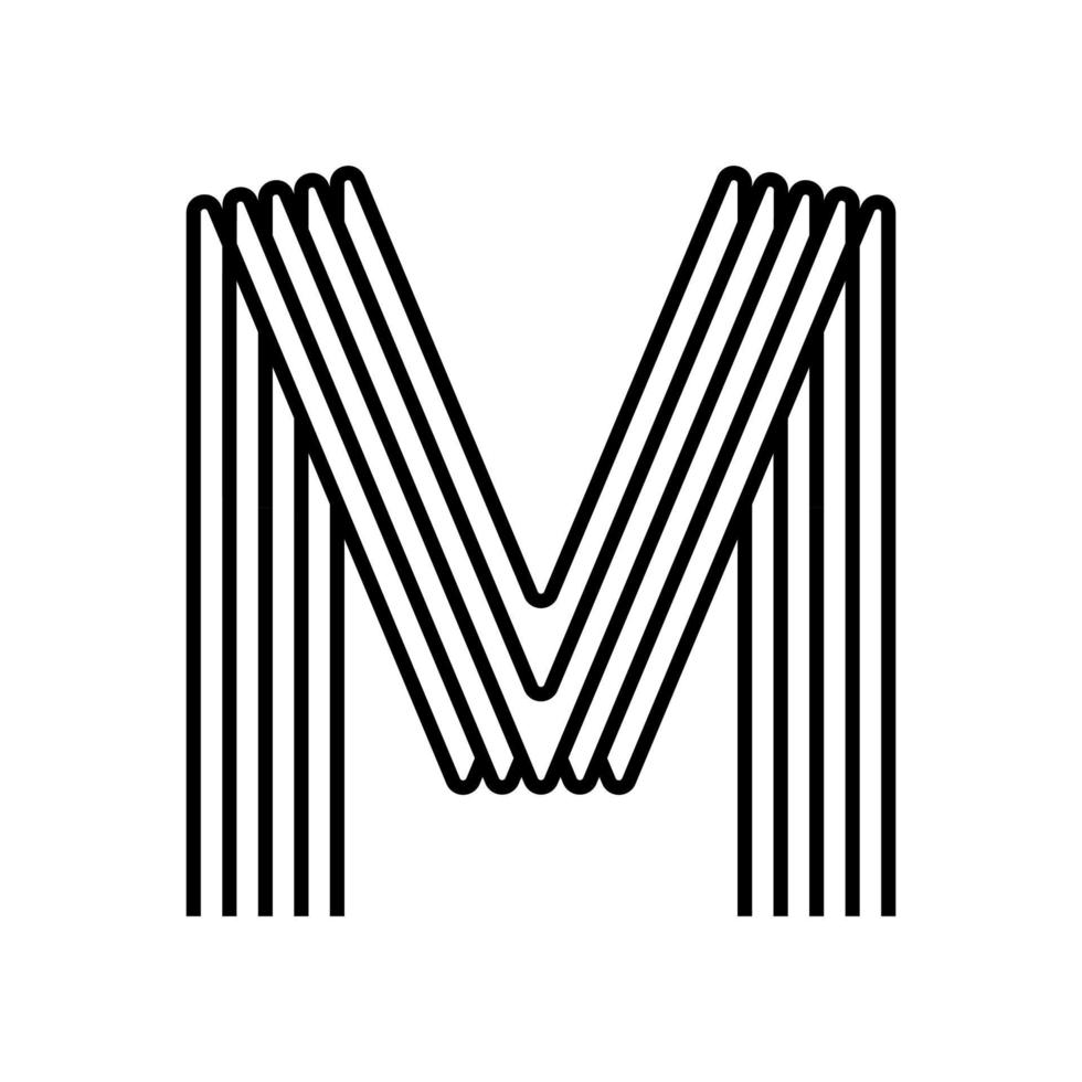 letra lineal m icono moderno. línea alfabética y diseño entrelazado de hierbas m. logotipo, identidad corporativa, aplicación, banner creativo y más. línea geométrica creativa. vector