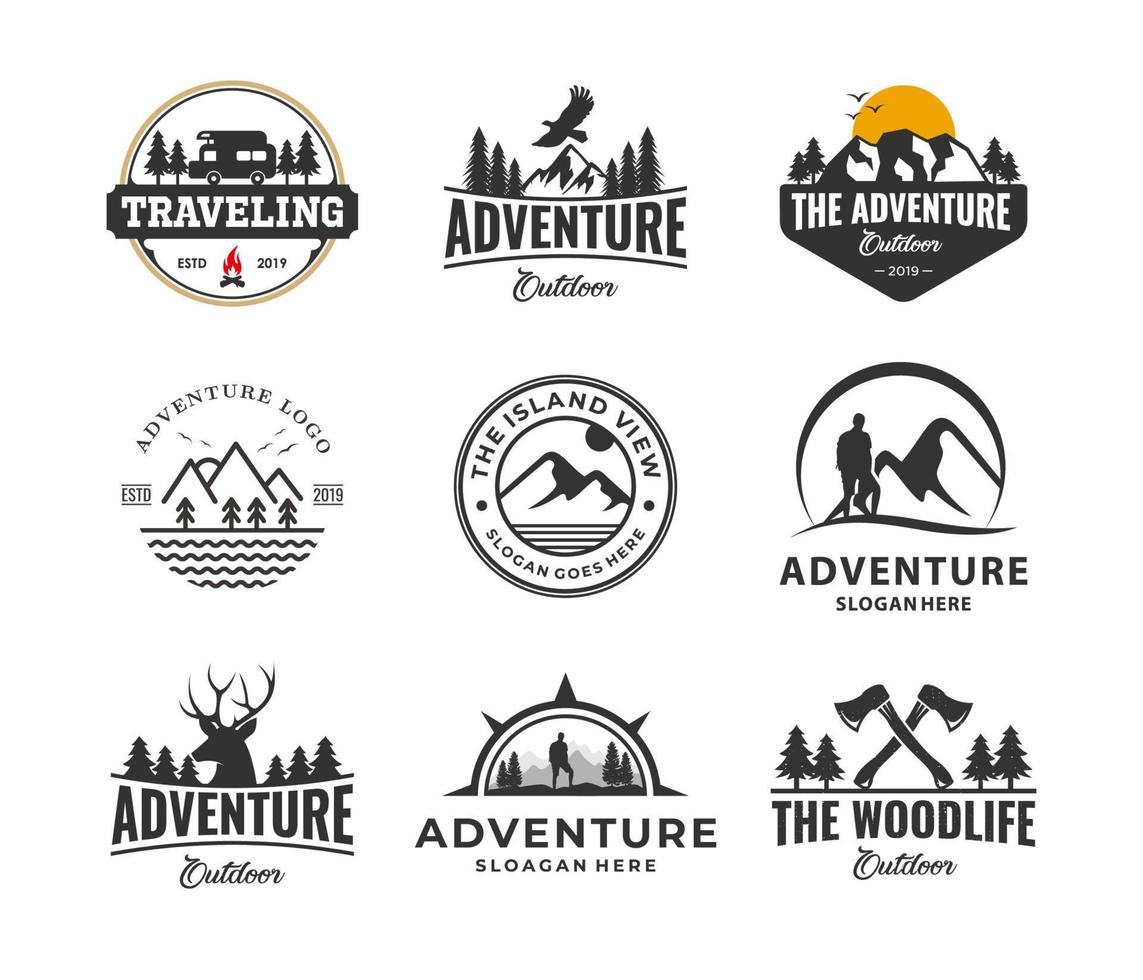 Best adventure logo collection, perfect template for outdoor category company vector