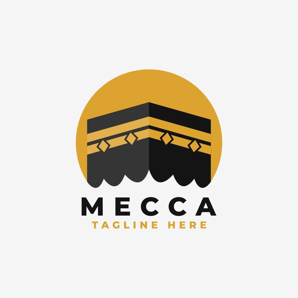 Mecca Kaaba logo vector illustration design template inspiration, Kaaba logo flat design