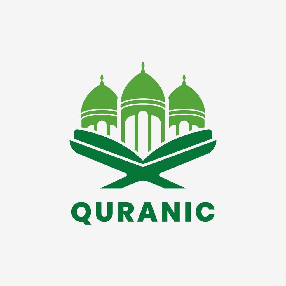 inspiración de la plantilla de diseño de ilustración vectorial del logotipo de la mezquita y el corán, plantilla de diseño del logotipo del corán vector