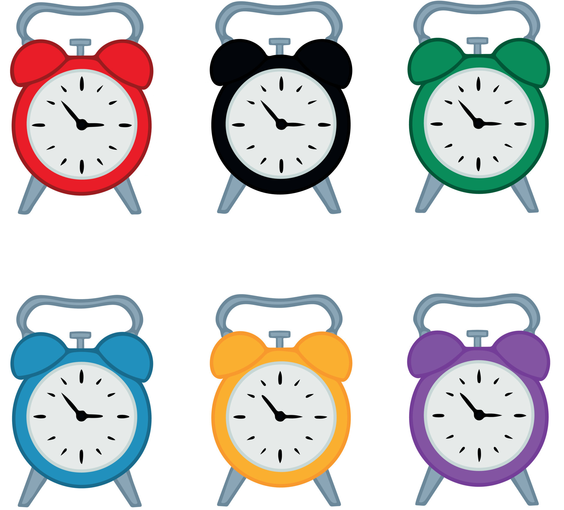 Collection of clip art alarm clock. Set of illustrations of different