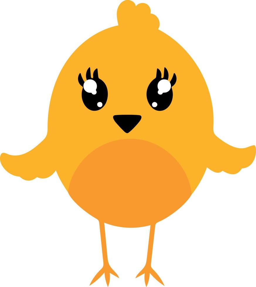 lindo pollito amarillo de dibujos animados. ilustración vectorial elemento de diseño para usar en el diseño de menús, carteles, sitios, blocs de notas, productos para niños. aislado sobre fondo blanco vector