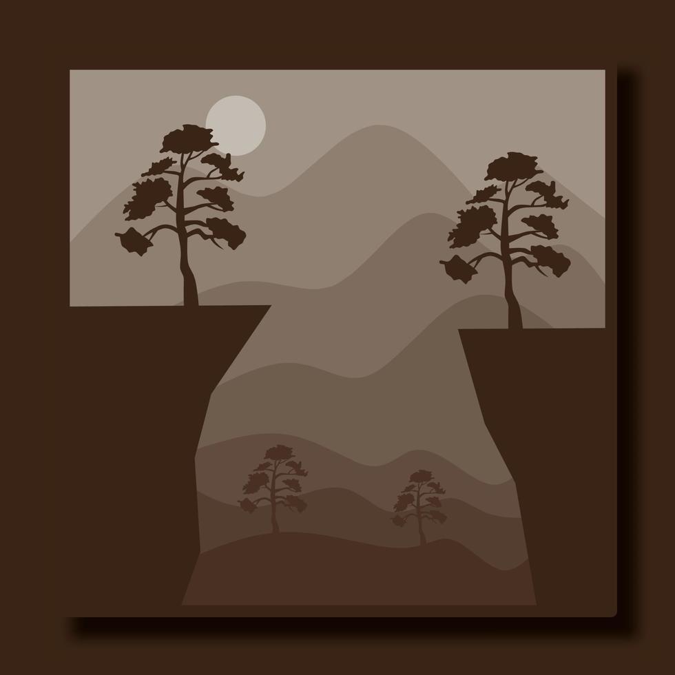 plantilla de diseño de ilustración de paisaje, con una combinación de montañas y árboles vector