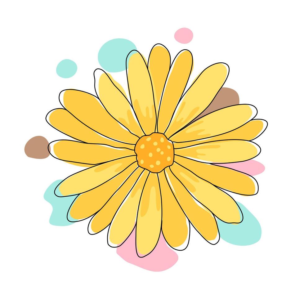 Flower vector illustration designed in bright colors Doodle style on white background for cards, backgrounds, poscard, posters, gifts, spring themed decorations, and more