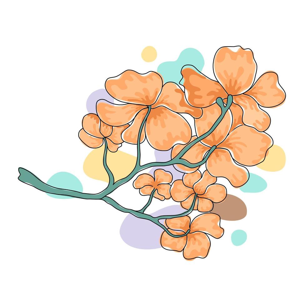 ilustración de vector de flores diseñada en colores brillantes estilo garabato sobre fondo blanco para tarjetas, fondos, poscard, carteles, regalos, decoraciones temáticas de primavera y más