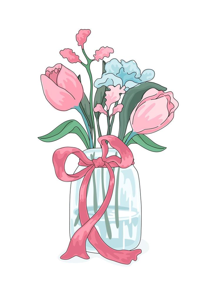 Flower vase vector illustration collection designed in doodle style on white background for card, digital print, t-shirt design, bag, clothing pattern, craft, and more.