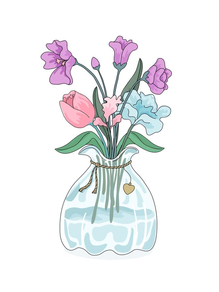 Flower vase vector illustration collection designed in doodle style on white background for card, digital print, t-shirt design, bag, clothing pattern, craft, and more.