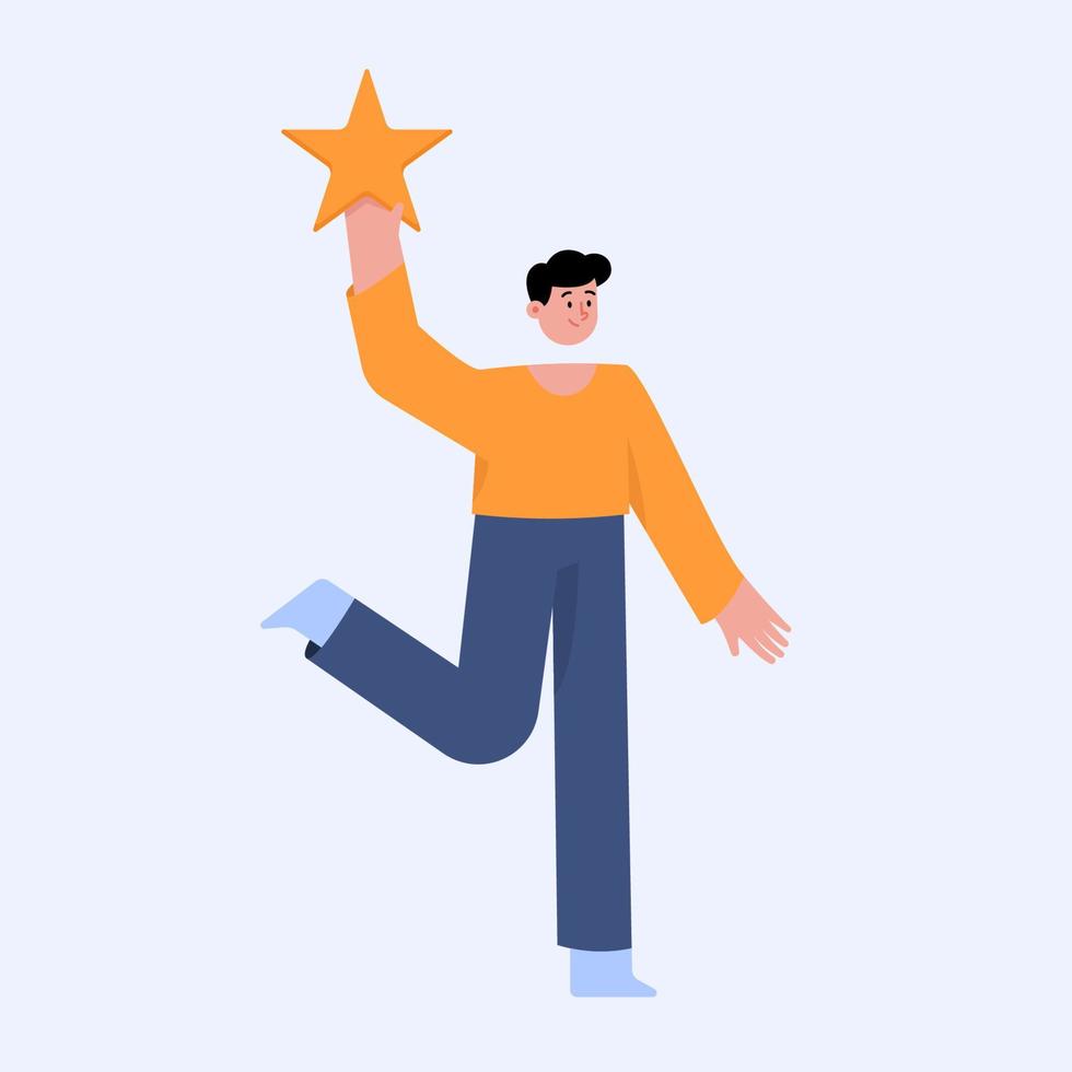 Man customer giving big star vector