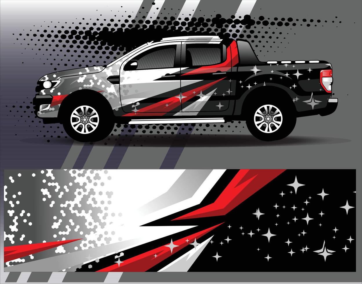 Graphic abstract stripe racing background kit designs for wrap vehicle race car rally adventure vector