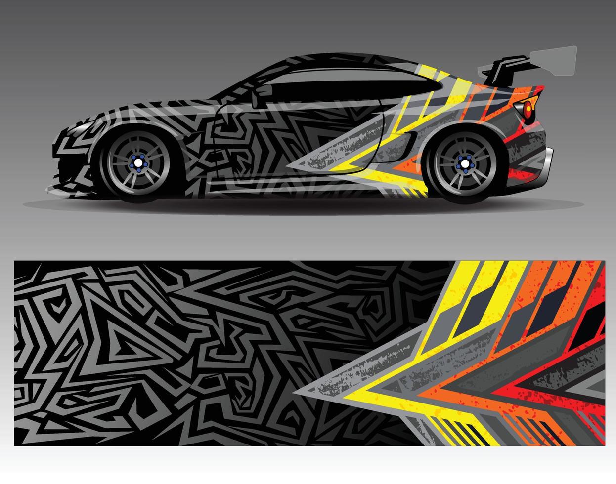 Diseños de kit de fondo de carreras de rayas abstractas gráficas para envolver vehículos carrera coche rally aventura vector