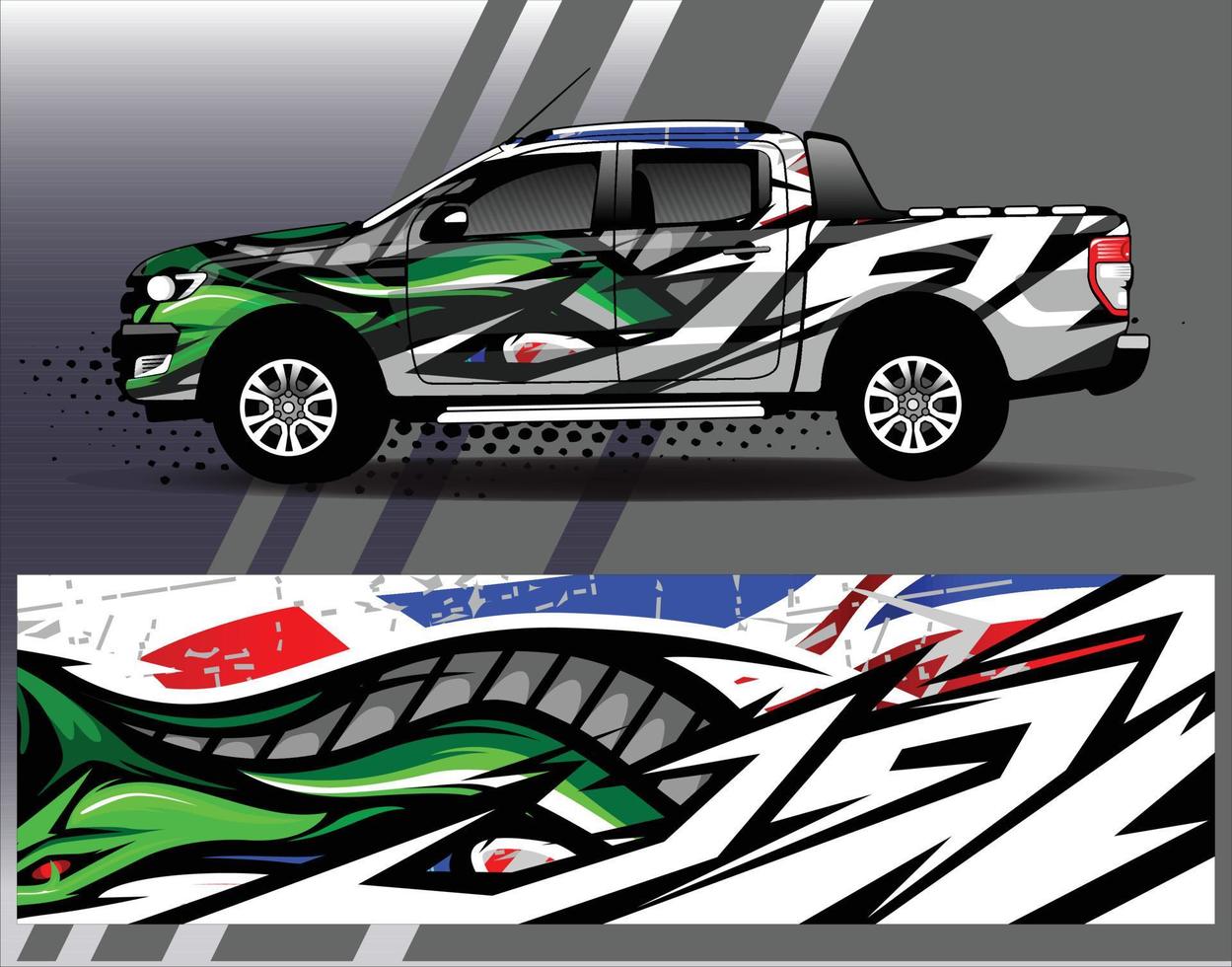 Diseños de kit de fondo de carreras de rayas abstractas gráficas para envolver vehículos carrera coche rally aventura vector