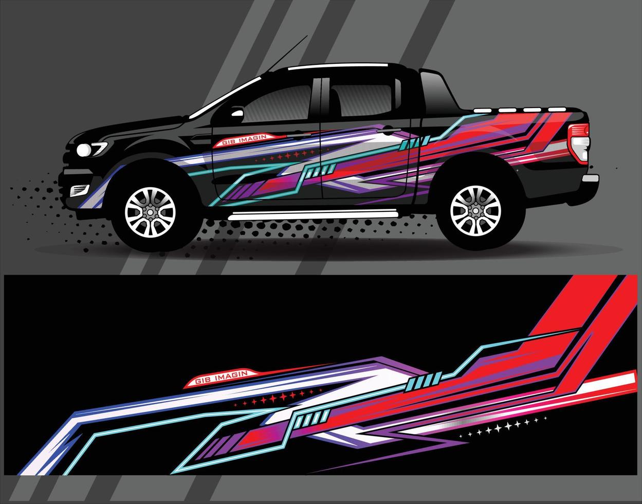 Diseños de kit de fondo de carreras de rayas abstractas gráficas para envolver vehículos carrera coche rally aventura vector