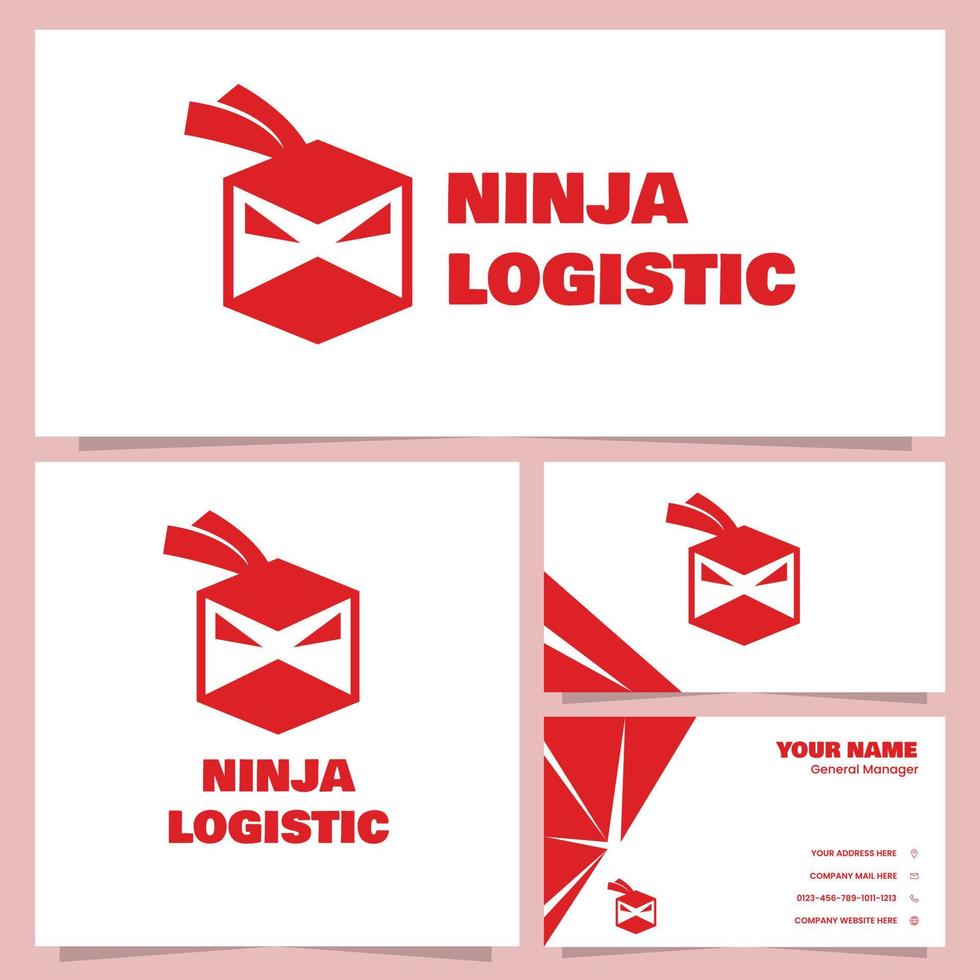 Ninja Logistic Logo Design and Business Card Template vector