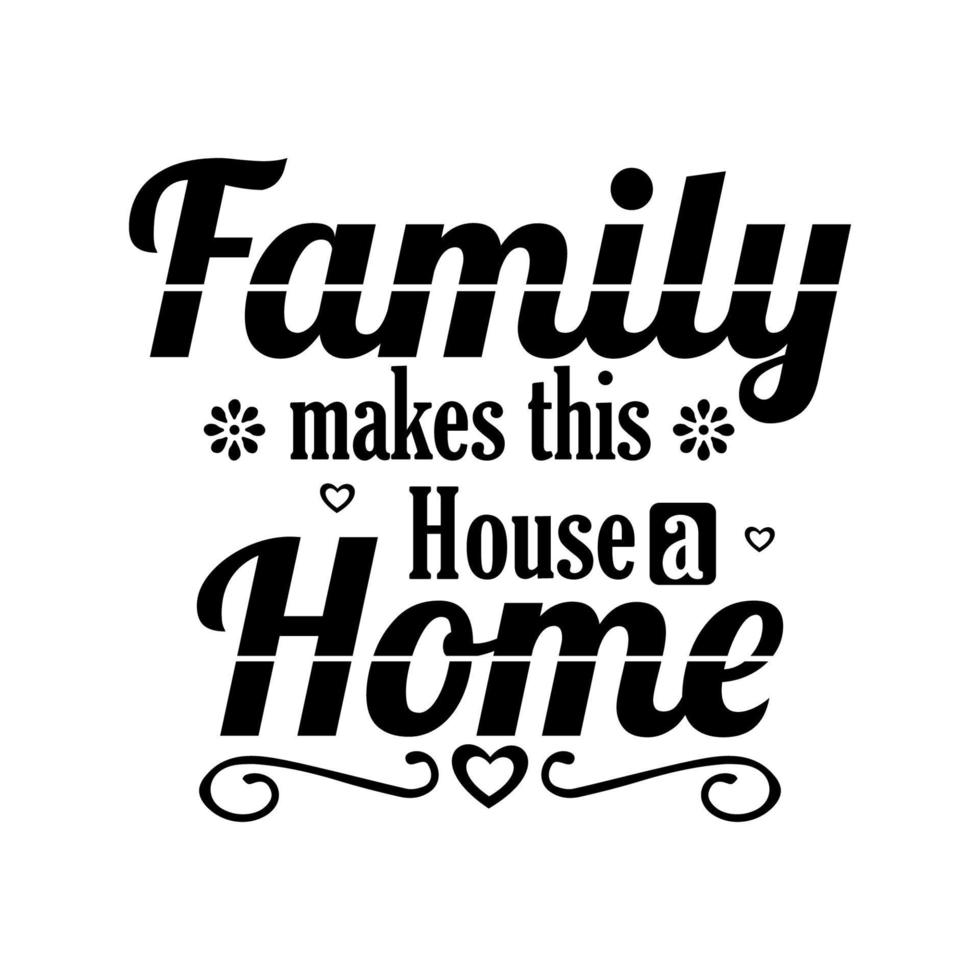 Family makes this house a home quote design vector