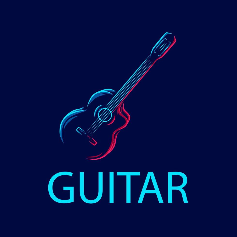 ilustración de diseño de vector de logotipo colorido de arte de línea de guitarra.