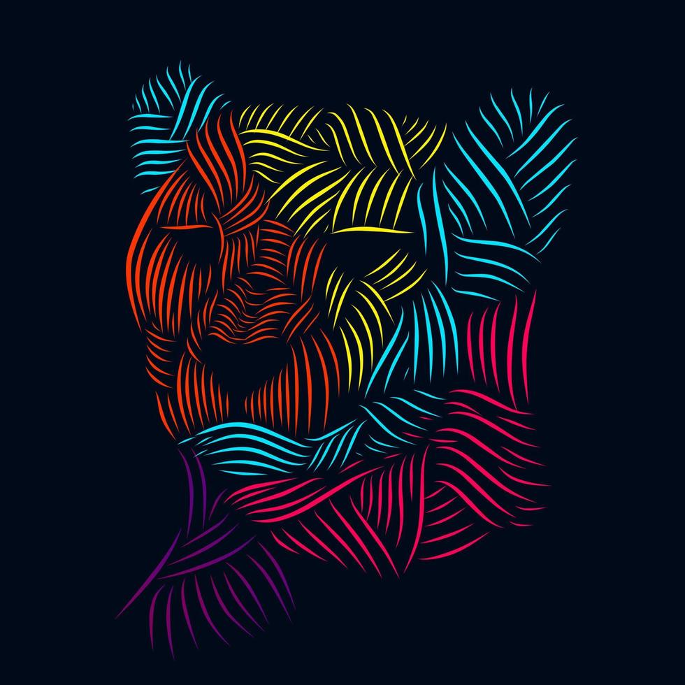 the cheetah line pop art potrait logo colorful design with dark background vector