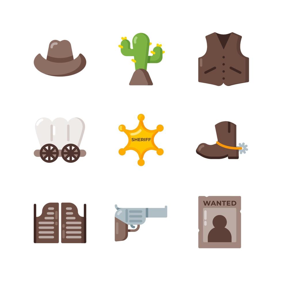 Wild West Flat Icon Set vector