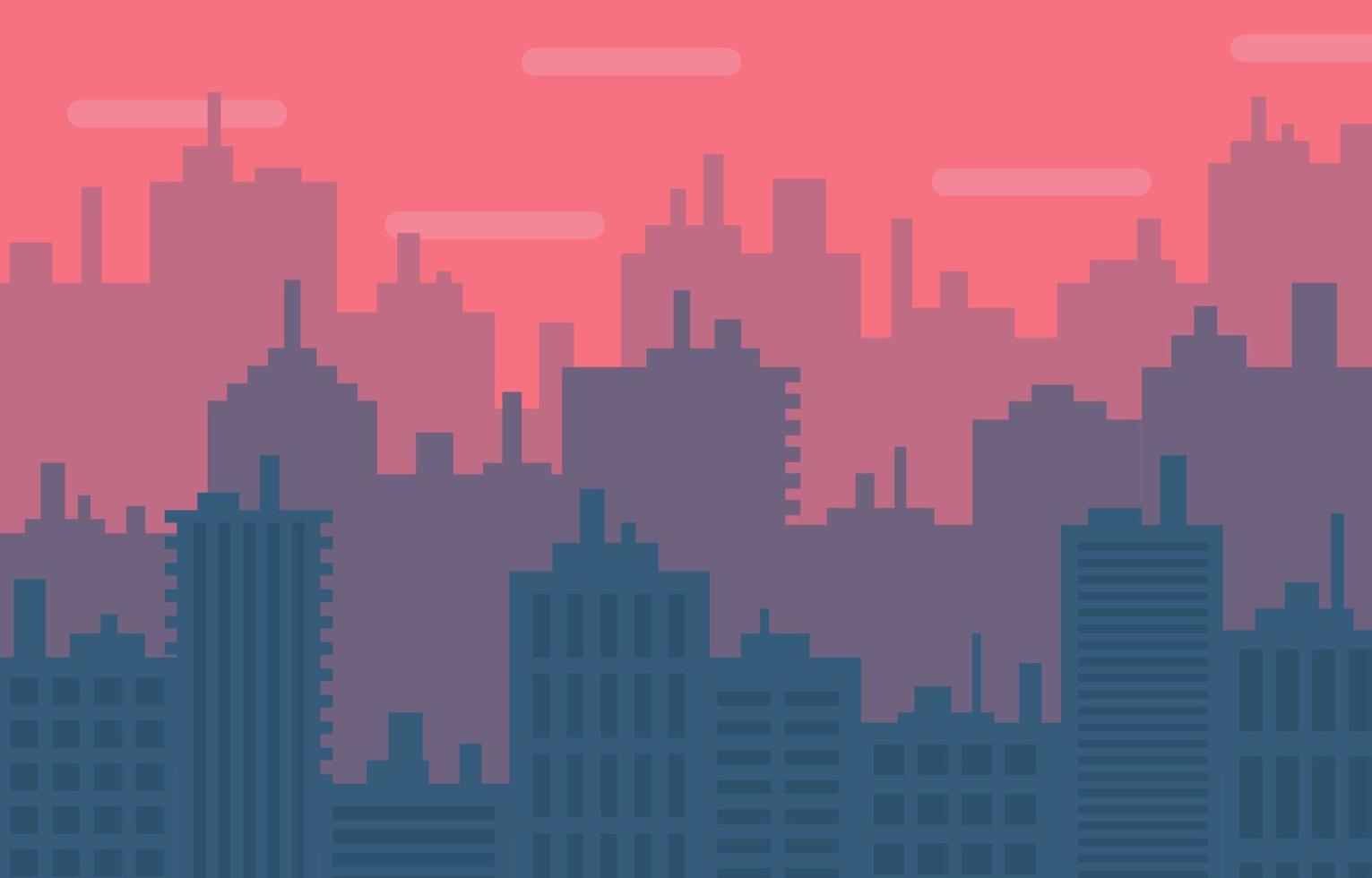 modern flat city building silhouette illustration vector