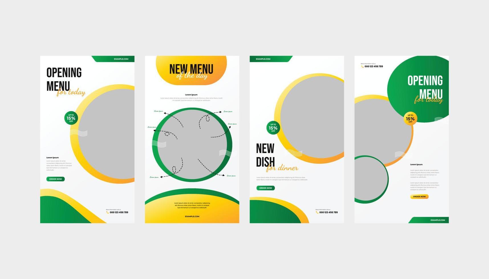 Set of Food Caffe or Restaurant  roll up standee banner for flyer and social media story template vector