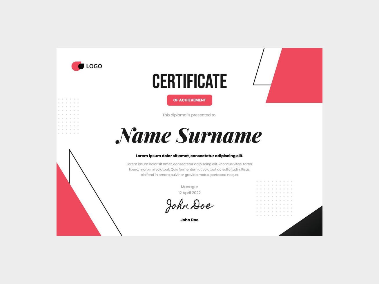 Modern Red Line Business Certificate Template vector