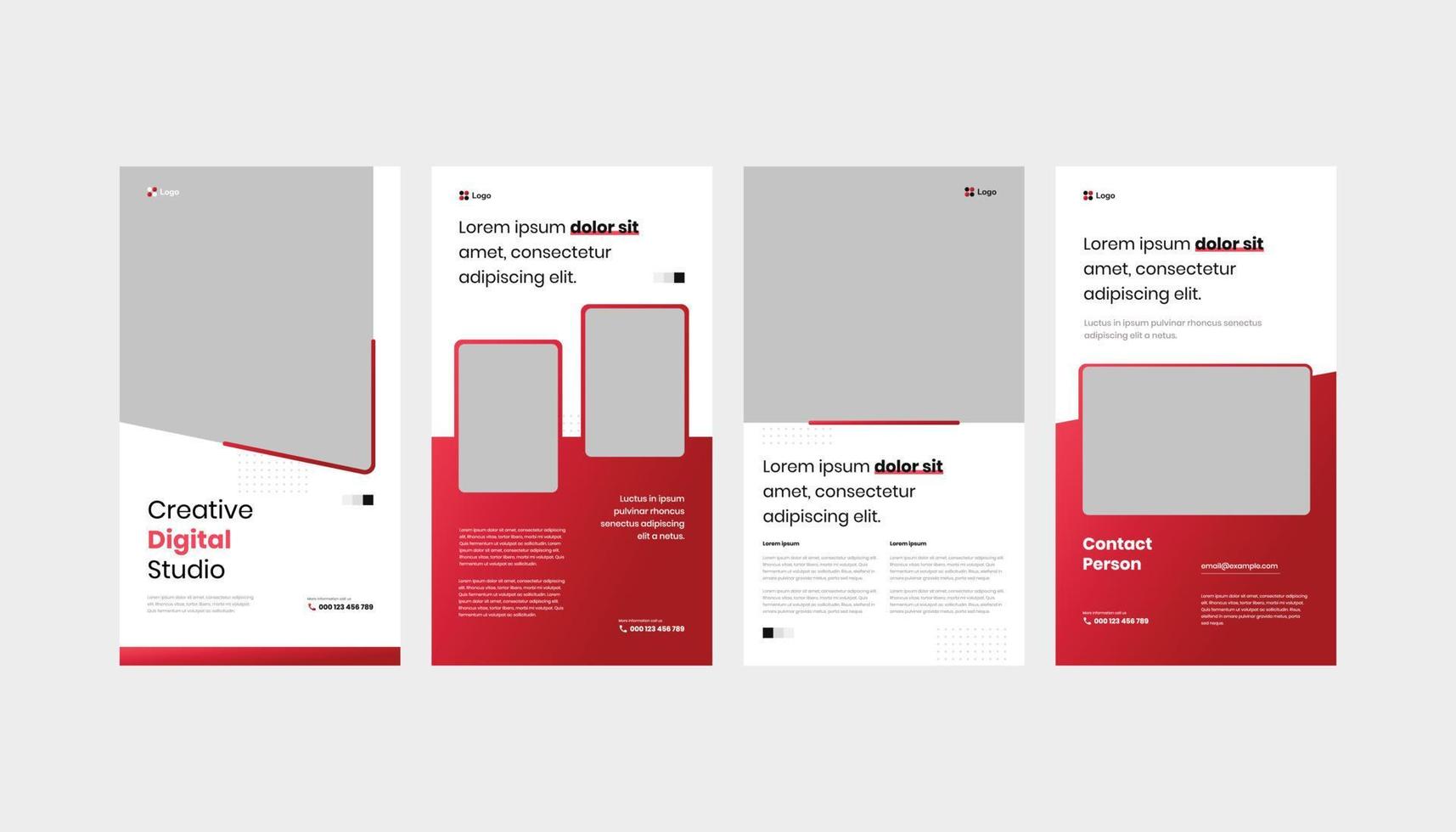 Red Creative Digital Agency Studio roll up standee banner for flyer and social media story template vector