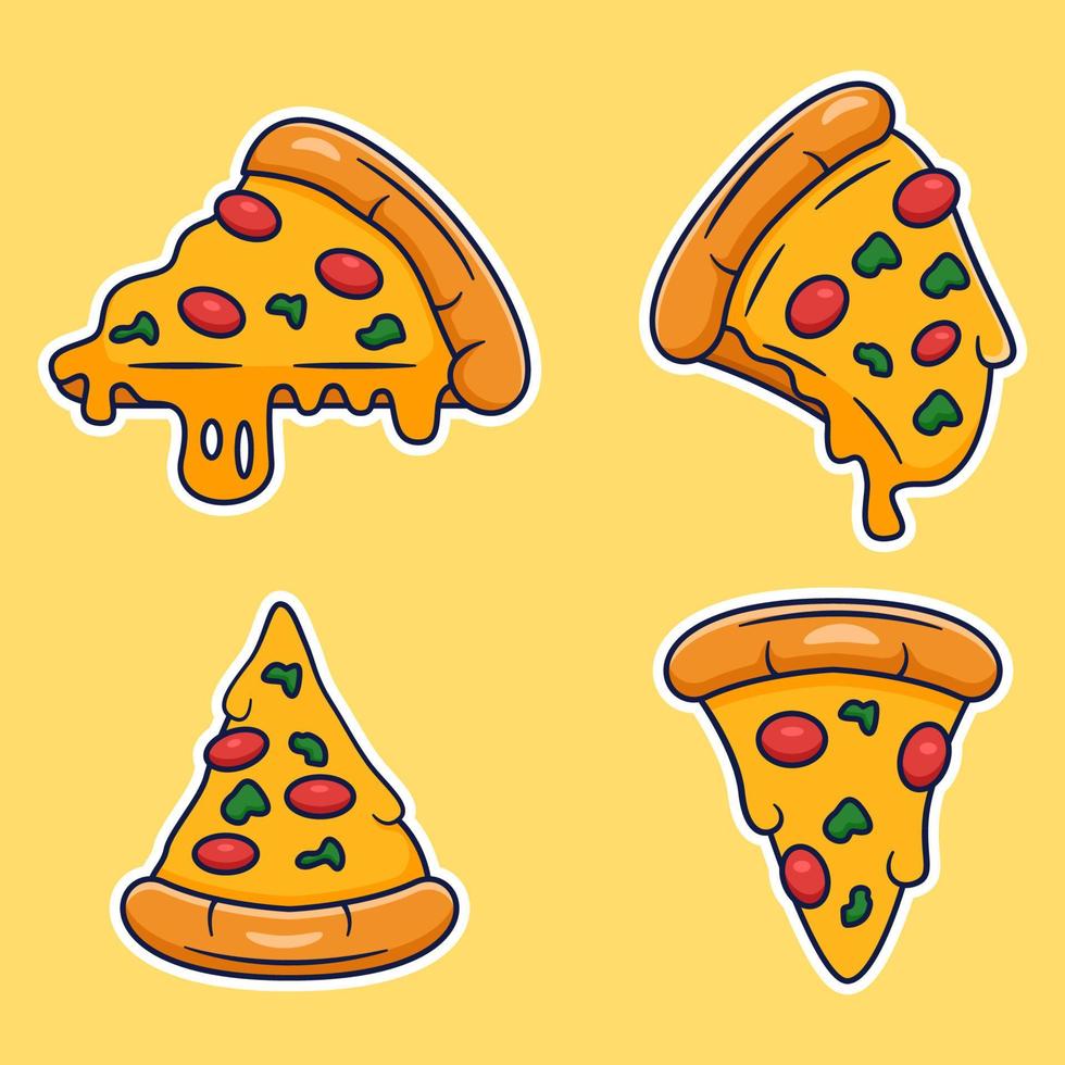 Collection of pizza sticker vector
