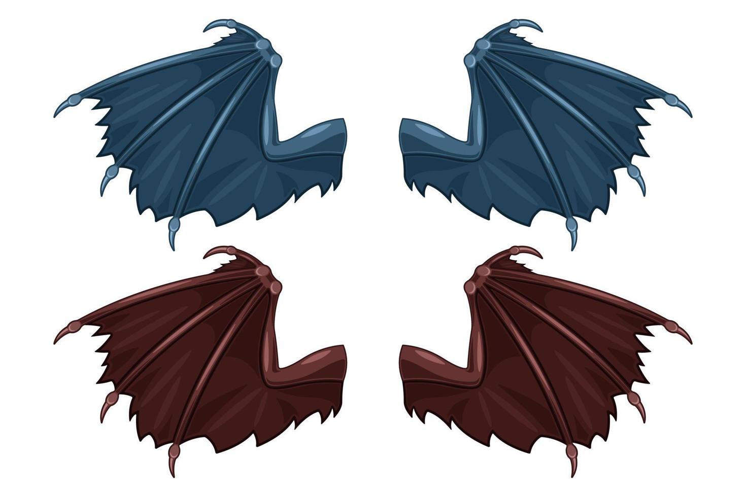open vampire wings cartoon style isolated white background vector