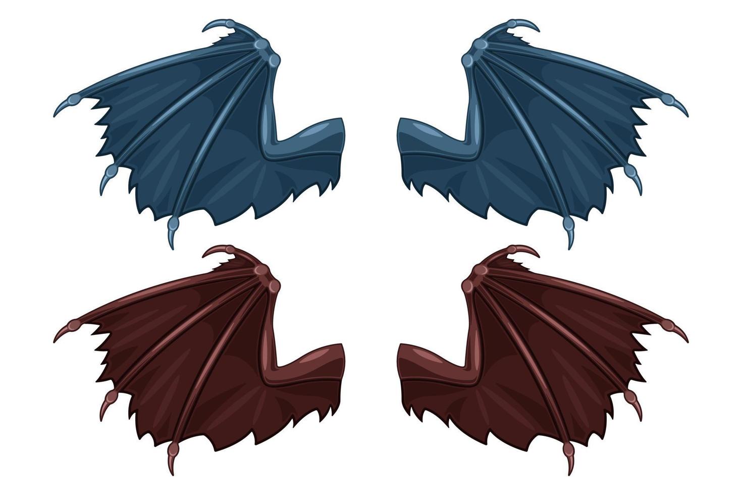 open vampire wings cartoon style isolated white background vector