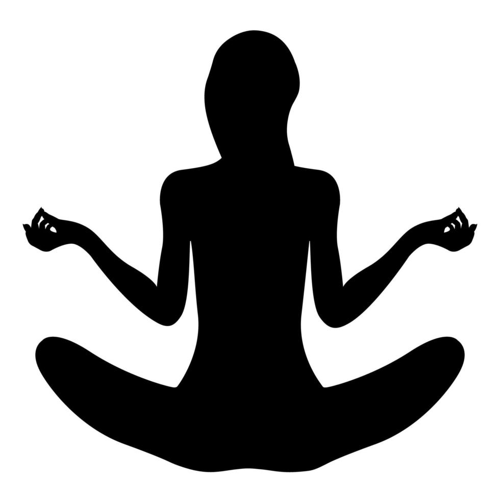 silhouette yoga woman lotus pose isolated white background vector