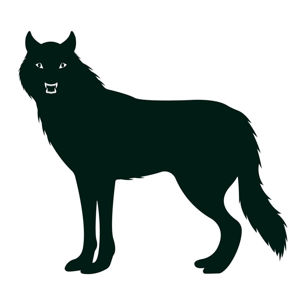 wolf silhouette side view isolated white background vector