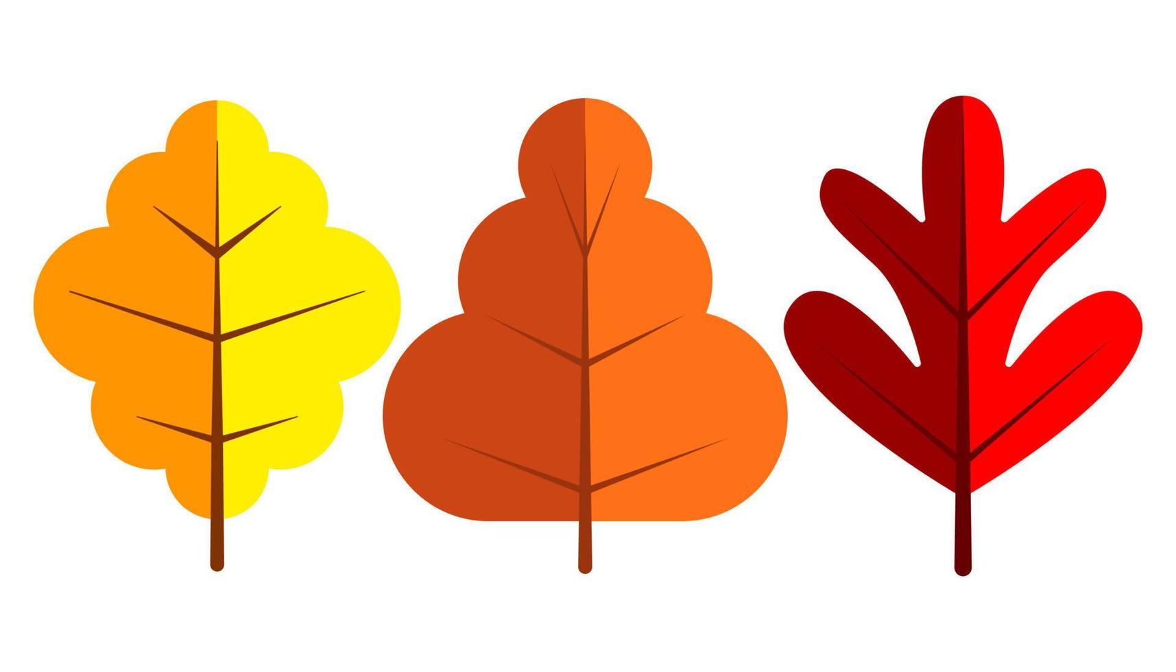 set autumn leaf flat cartoon style isolated white background vector